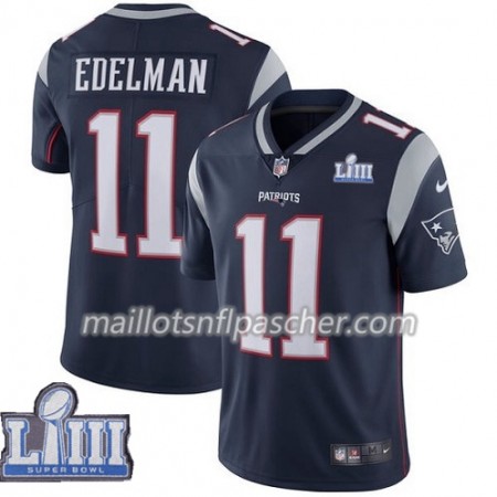 Maillot New England Patriots Julian Edelman 11 Nike Bleu II 2019 Super Bowl LIII - Homme